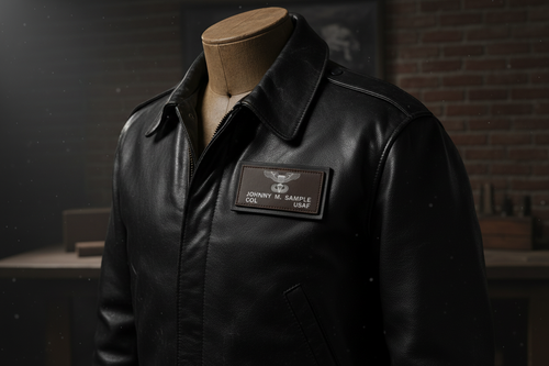 Air Force 2 Logos Badge on Black Leather A-2 Jacket
