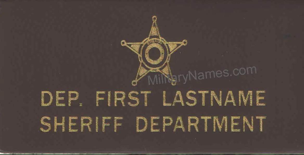 Law & Ems Brown Leather Badges showing a brown leather sheriff badge with gold star emblem and department lettering