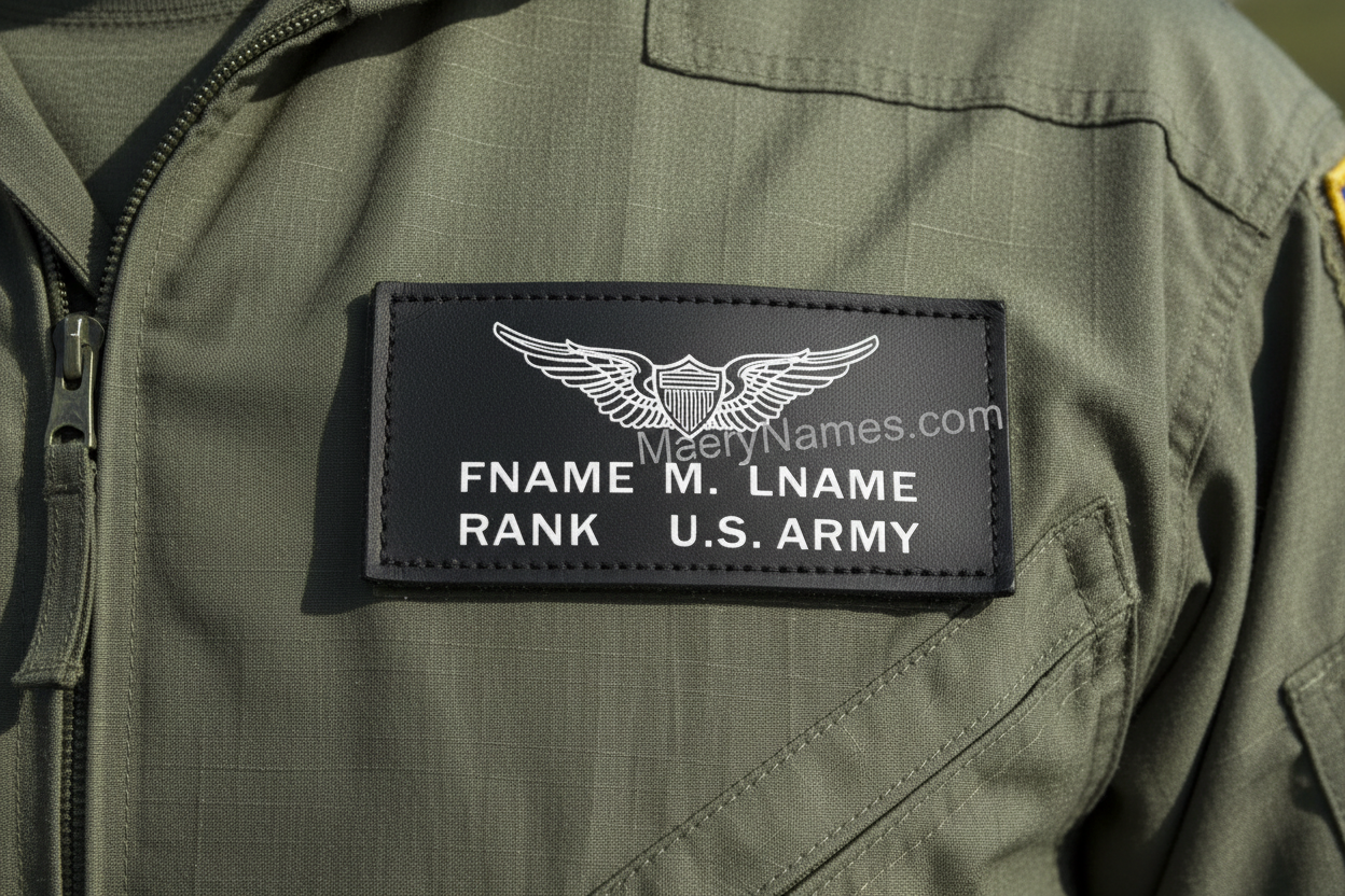 US Army Black Leather Badge on Flight Suit