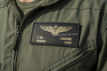 Handcrafted US Navy badge set in black leather with customizable stamped text