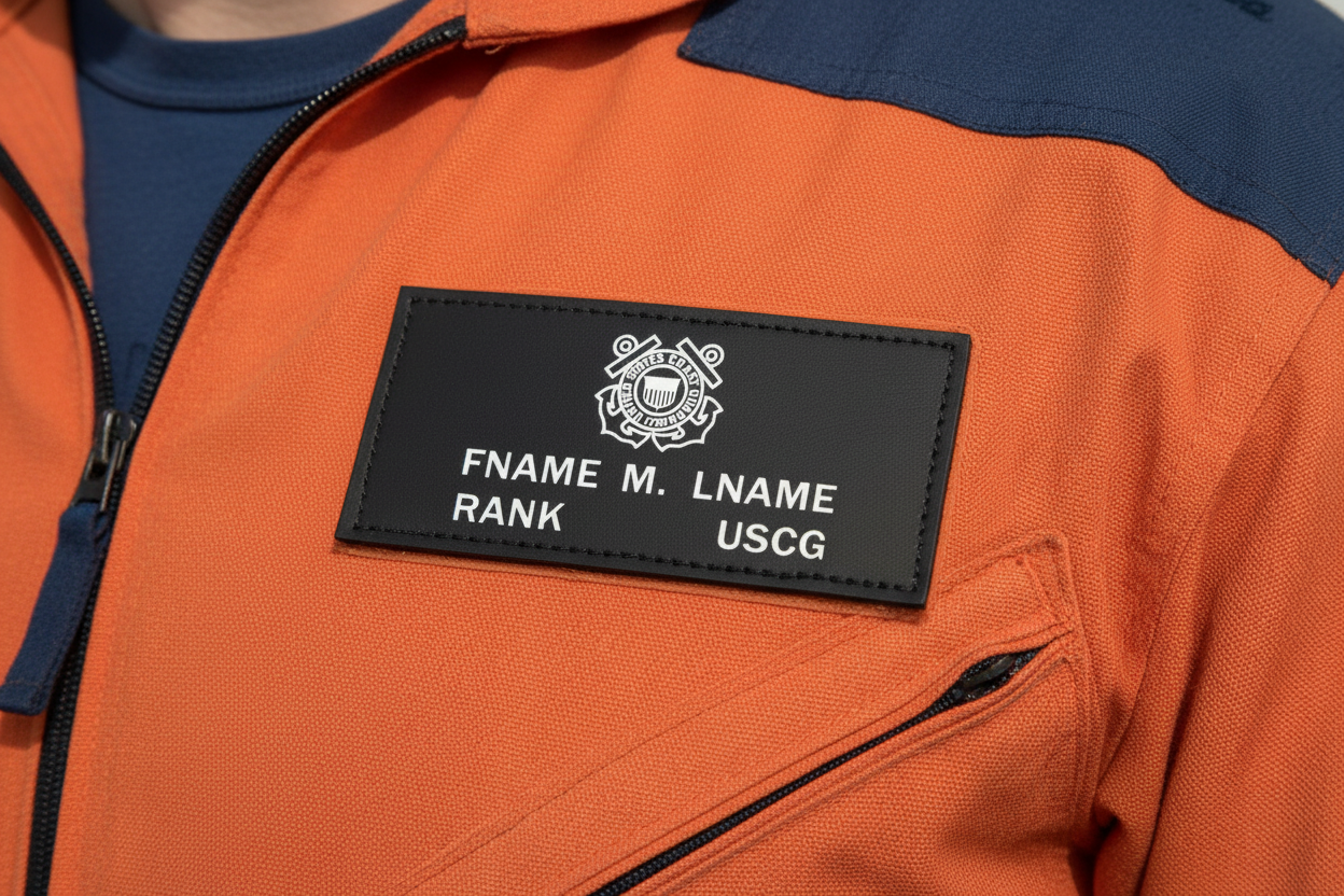 USCG Black Leather Badge on Coast Guard Flight Suit