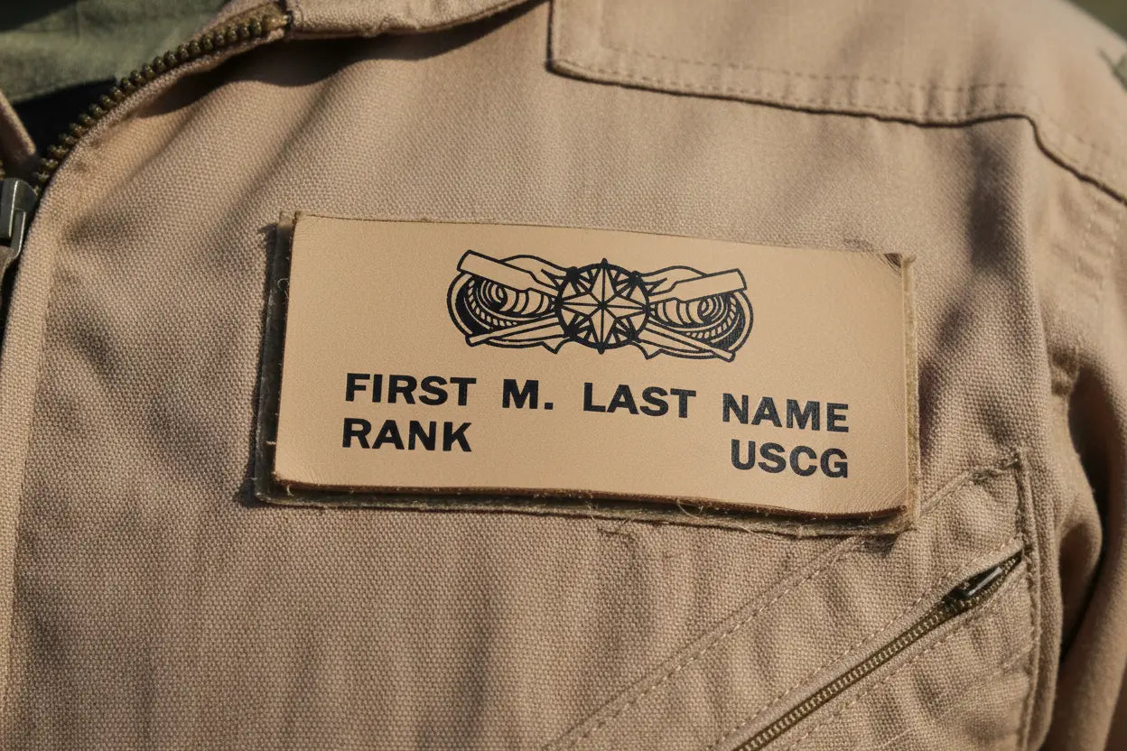 USCG Tan Leather Badge on Desert Tan Flight Suit